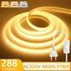 Striscia LED COB 220V con interruttore ON/OFF Spina UE 288 LED/M Lampada a tubo al neon flessibile ad alta luminosità Impermeabile Bianco caldo/naturale