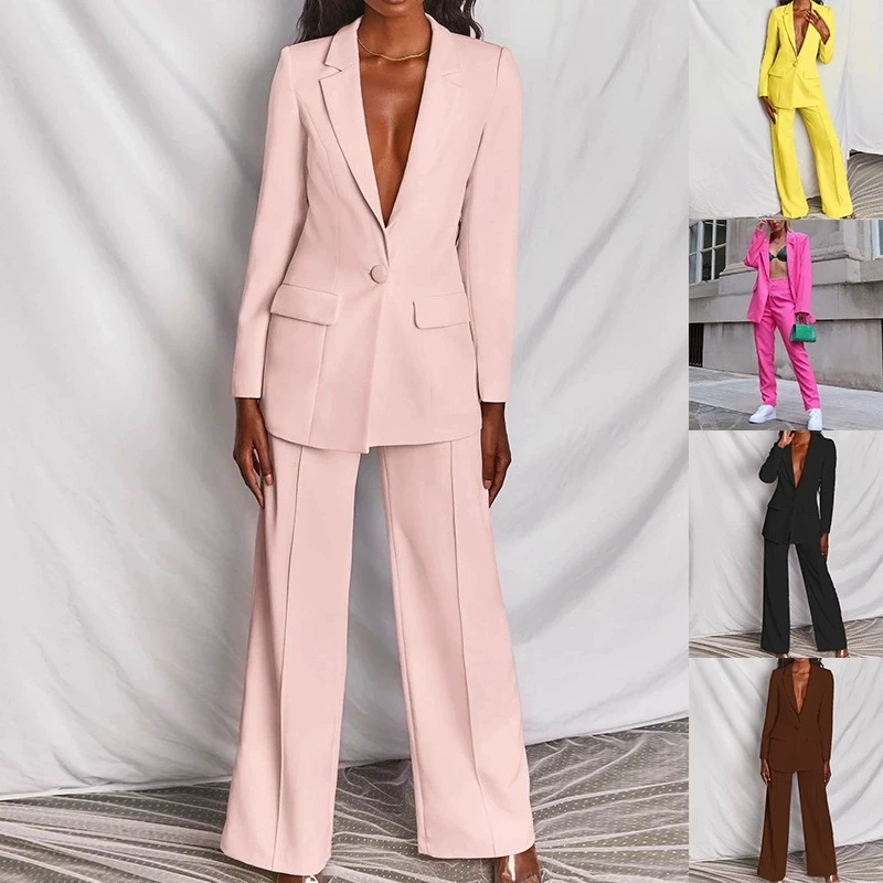 2025 nuove donne blazer due pezzi set vestito di moda abito a maniche lunghe top + pantaloni lunghi set primavera donna vestito da lavoro vestito casual