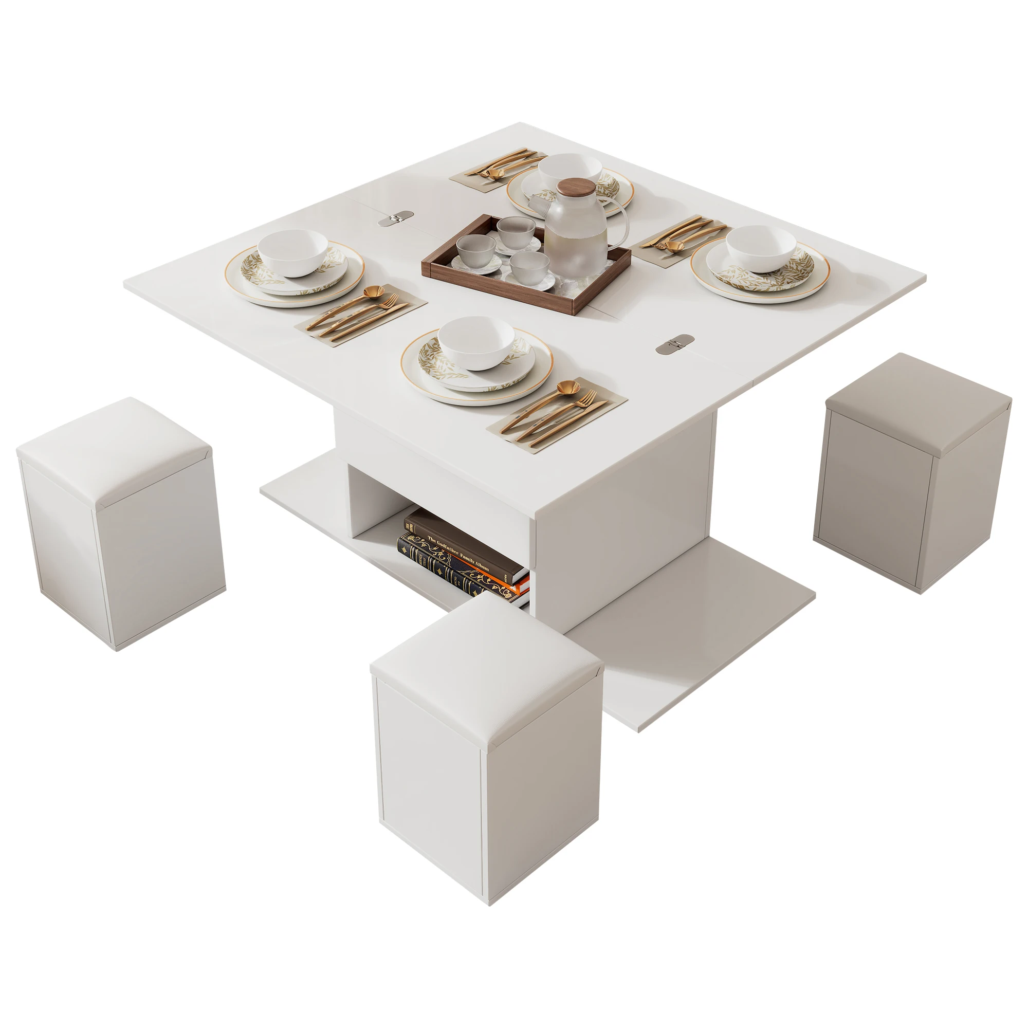 Table basse multifonctionnelle Ascenseur - Ouverture en 2 tables : table à manger, table longue, table multifonctionnelle, table basse