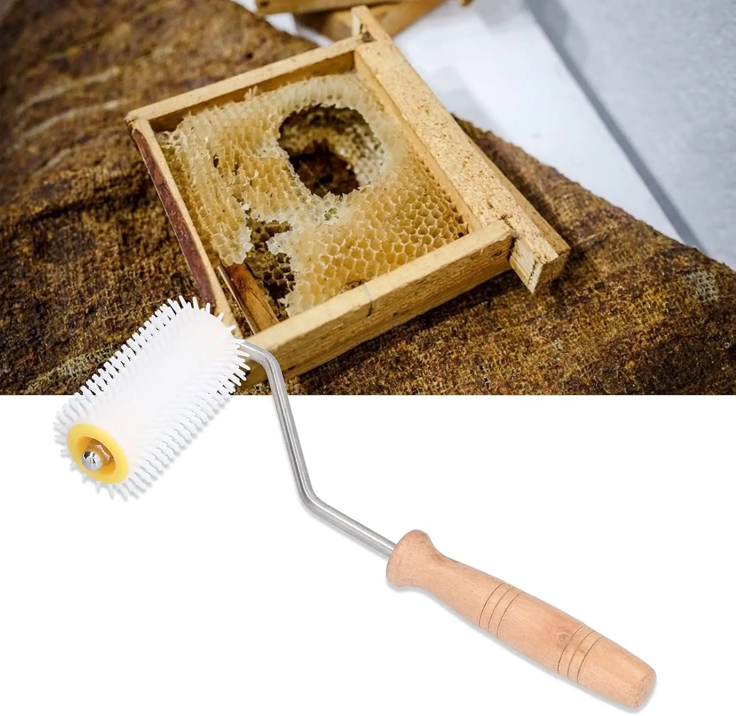 1PC Bee Honig Extrahieren Uncapping Nadel Roller Kunststoff Bienenzucht Kamm Werkzeuge Kit Home Garten Liefert Image