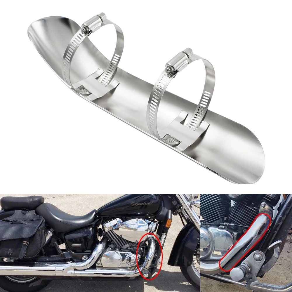 Chrom gebogene Auspuffrohr-Hitzeschildabdeckung für Honda Shadow 750 Spirit 2001–2009, 2012–2013, Shadow 750 Aero 2004–2009 2011–2013 Image