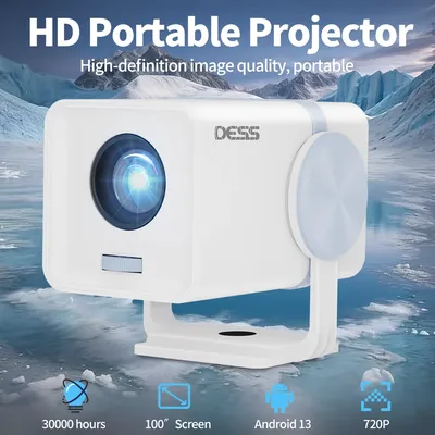 DESS Projector Android 13 Dual Band Wifi6 BT5 Portable Projector Power Bank Powered Office Home Android Cinema Smart Projector
