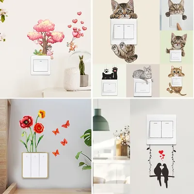T145 # Schaukel Paar Vogel Wandaufkleber Schalter Aufkleber Valentinstag Wohnzimmer Schlafzimmer Schalter Home Dekoration Wandtattoo Image
