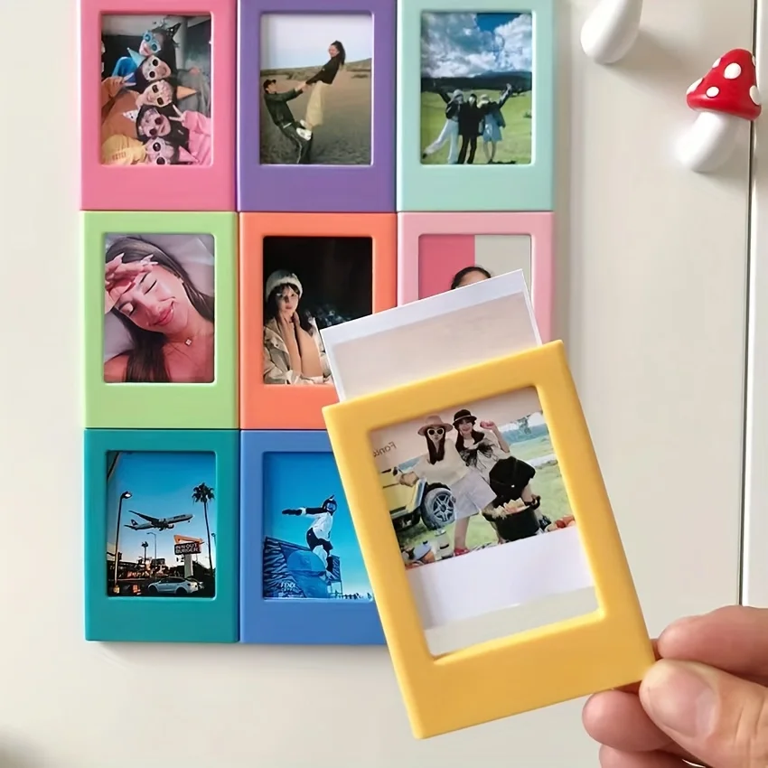 5 Stück magnetischer Fotorahmen aus Kunststoff, 7,6 cm | für Instax Negative, Fotodisplay für Büro, Küche, Wohnzimmer, Schlafzimmer Image