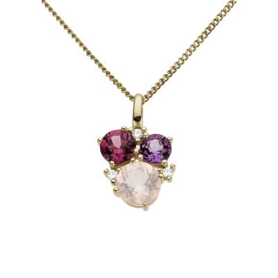 Ketten-Anhänger FIRETTI "Schmuck Geschenk Gold 333 Halsschmuck Anhänger für Halskette Amethyst", rosa (gelbgoldfarben, lila, rosa, pink, lila, rosa, pink), Schmuckanhänger, Damen, 0,02 ct P2 = erkennbare Einschlüsse, Gelbgold 333-Diamanten, 0,75 g,... Image