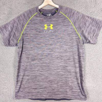 Under Armour Shirts | Under Armour Shirt Mens Xxl Silver Run Fitted Athletic Tee Gym Crossfit Outdoor | Color: Green/Silver | Size: Xxl