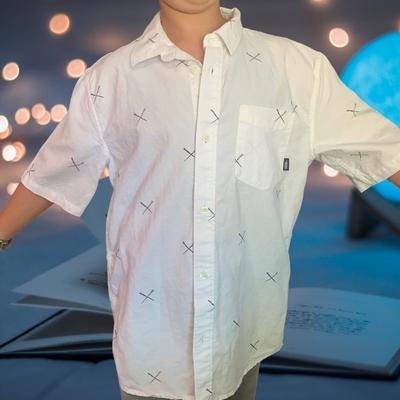 Vans Shirts & Tops | Harry Potter X Vans Shirt | Youth Large Magic Wand Button Up Boys Dress Shirt | Color: Black/White | Size: Lb