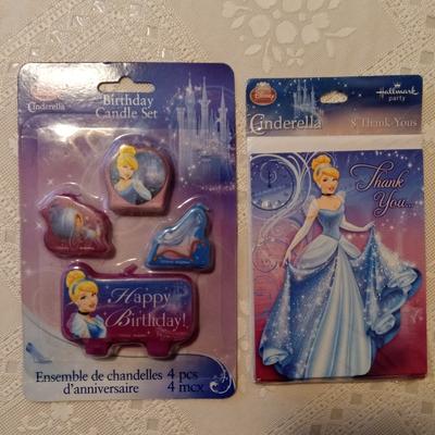 Disney Party Supplies | Cinderella Party Supplies, Thank You Cards And Candles, New | Color: Blue/Yellow | Size: Os