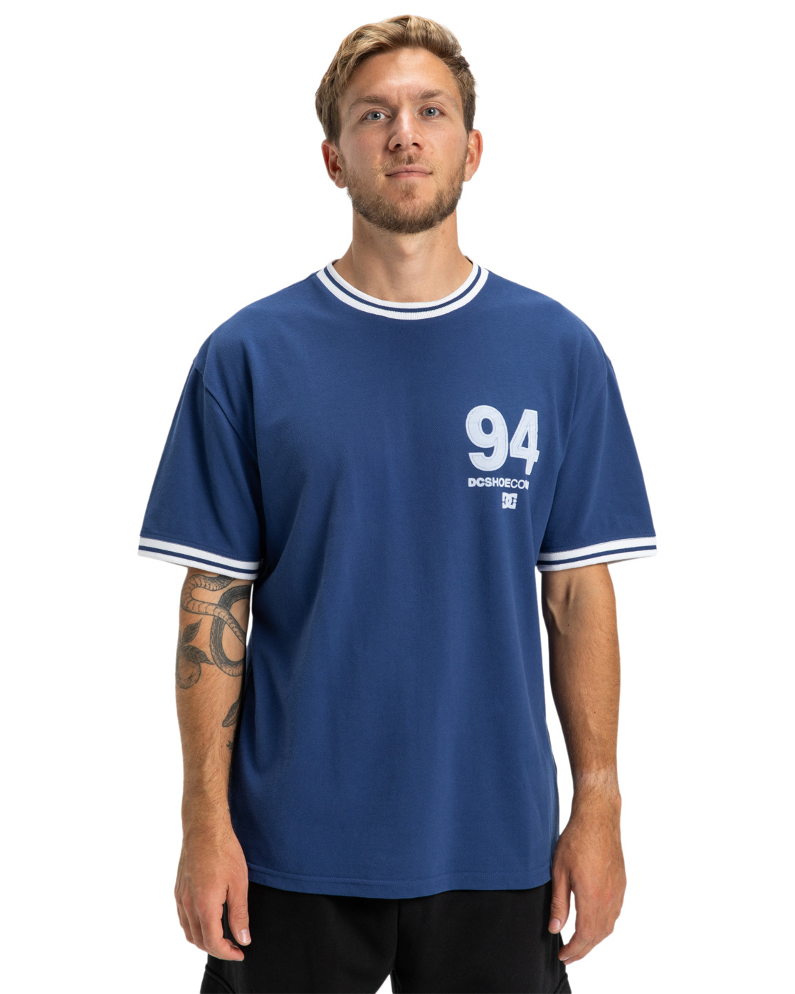 T-Shirt DC SHOES "Skateball Jersey", Herren, Gr. XXL, blau (estate blau), [Hauptmaterial]: 70% Baumwolle, 30% Polyester, Shirts T-Shirt