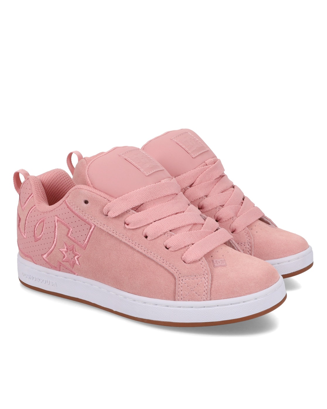 Sneaker DC SHOES "Court Graffik", Damen, Gr. 9(40,5), weiß (pink, weiß), 55, 91% Leder, 38, 75% Synthetik, 5, 34% Polyester, Schuhe Sneaker