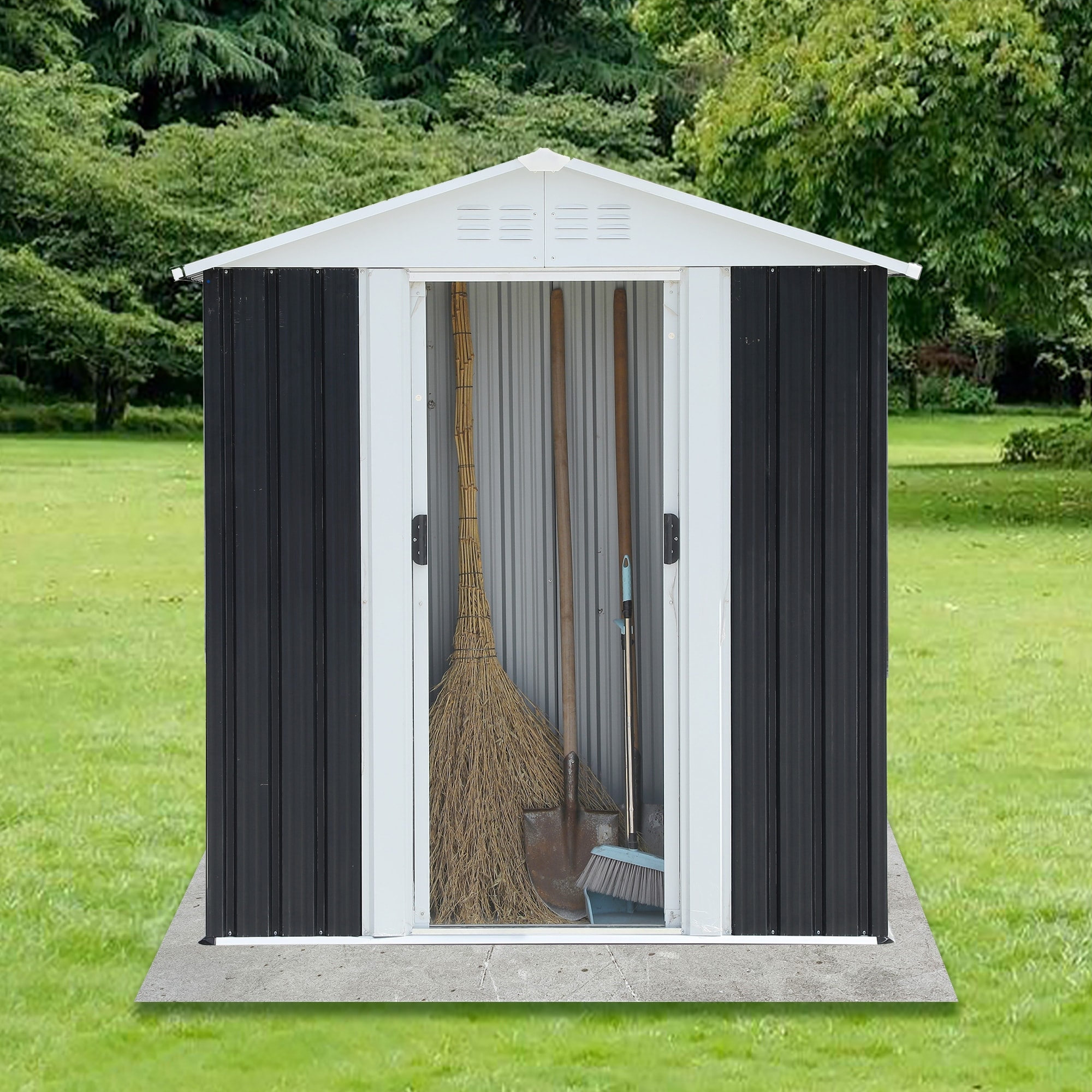 Dark Grey Outdoor Storage Shed