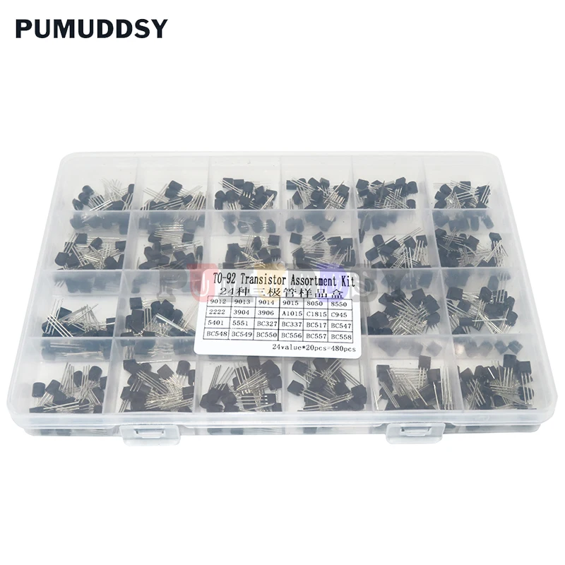 24 Werte TO-92-Transistor-Sortiment, sortiertes Kit, jeweils BC327 BC337 BC517 BC547 BC548 BC549 2N2222 3906 3904 5401 5551 C945 1015 Image
