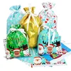 42/31 cm Kordelzug Frohe Weihnachten Weihnachtsmann Geschenktüten Große Gold Silber Waren Kekse Süßigkeiten Verpackungsbeutel für Weihnachten 5 Stück