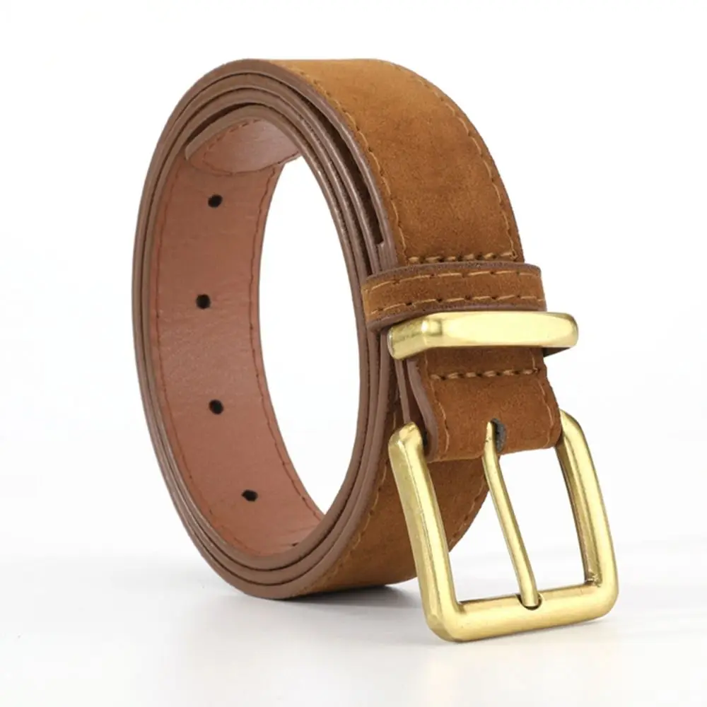 Trendy Pin schnalle Wildleder Leder Gürtel Luxus Design Casual Business Taille Gürtel Retro Bund Für Frauen Image