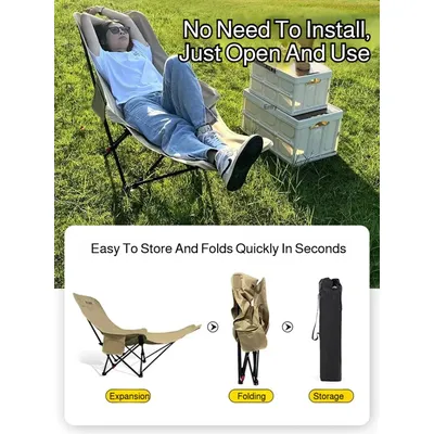 Outdoor Portable Camping Lounge Chair Foldable Legs Rest Office Nap Chair Beach Chair Camping Folding Chair Camping Equipment