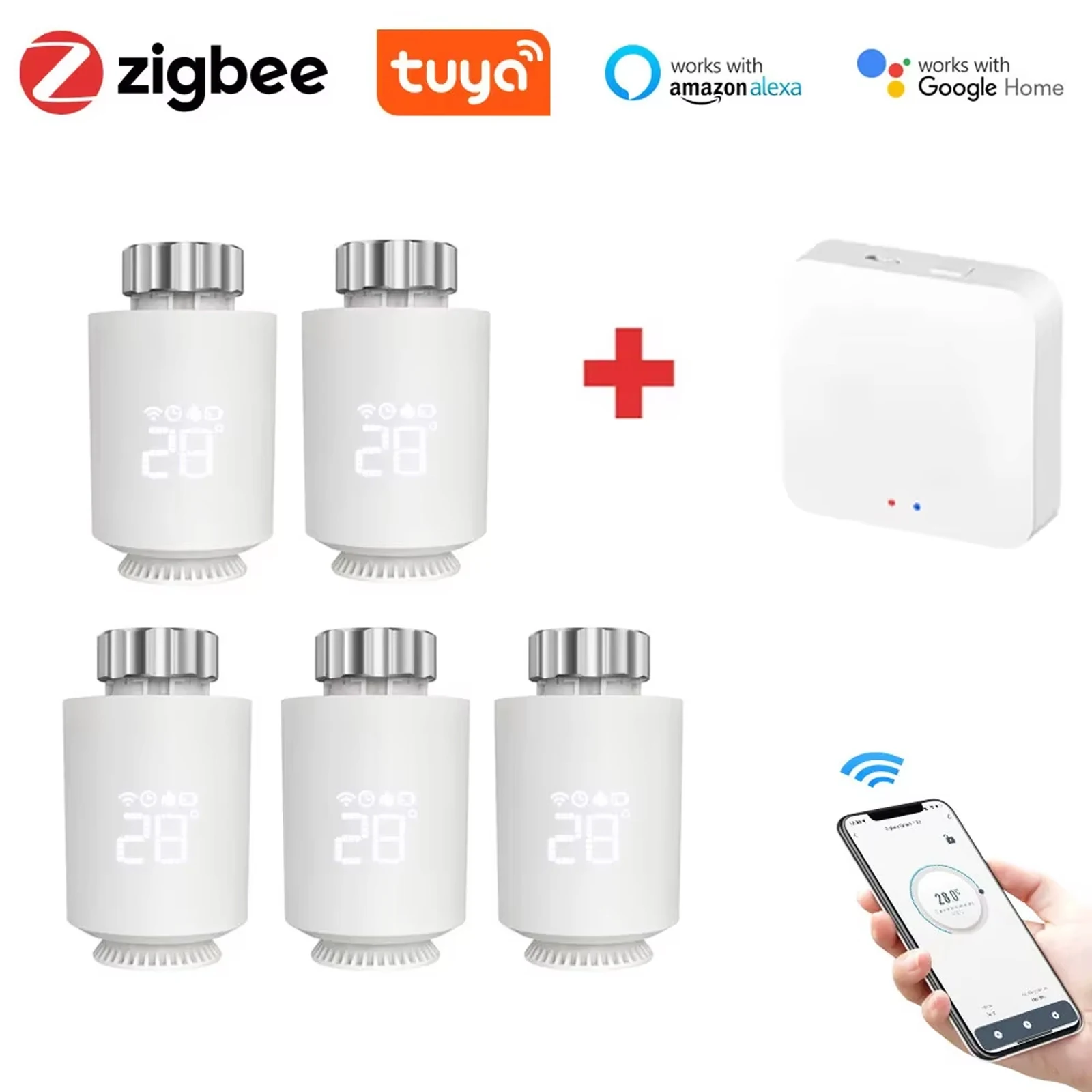 Tuya ZigBee Heizkörper Antrieb Thermostat Smart TRV Thermostat Ventil Temperatur Controller Unterstützung Alexa Google Home TRV06 Image