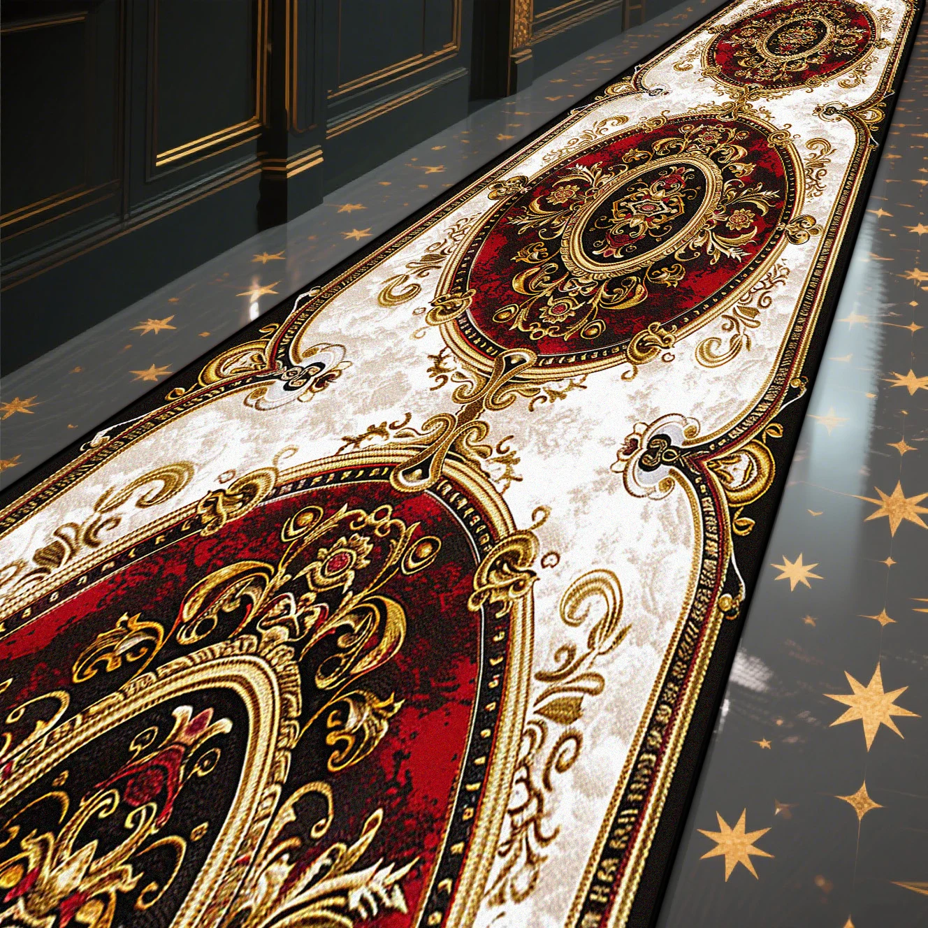 Luxus Marmor Korridor Teppich Hotel Flur Läufer Dekoration Teppiche Wohnzimmer Gang Waschbar Rutschfeste Bodenmatte Anpassbar Image