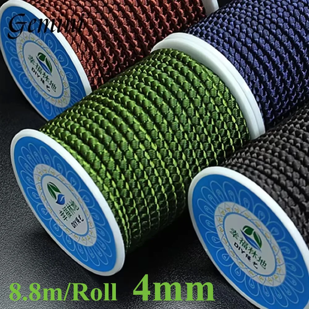 8,8 m/Rolle 4mm Großhandel Nylon Faden Chinesischen Knoten Seidige Makramee Schnur Perlen Geflochtene Schnur Für DIY schmuck Machen Material Seil Image