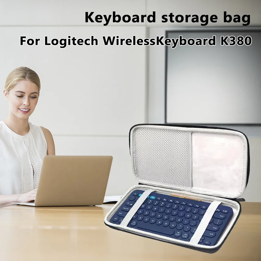 Wasserdichte Tastatur-Aufbewahrungstasche, stoßfest, harte EVA-Tastaturschutztasche, staubdichte Tastatur-Tragetasche für Logitech K380 Image