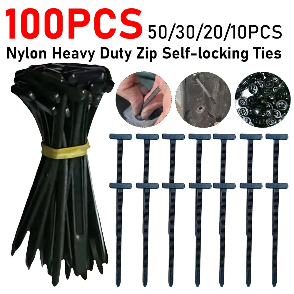 10–100 Stück selbstsichernde Kunststoff-Draht-Kabelbinder aus Nylonkabel, Industriebedarf, Befestigungselemente und Hardware-Kabel, schwarzes Befestigungsband Image