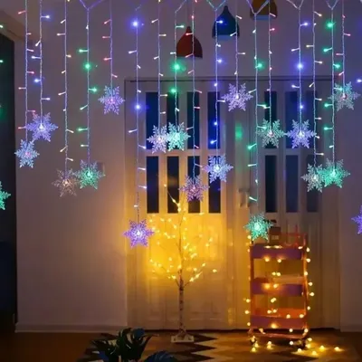 8-Mode Snowflake String Lights, LED Christmas Wreath Decor for Indoor/Outdoor, Garden Bedroom Party Decorations