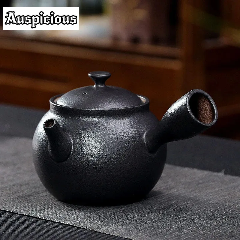 350ml Japanischen Stil Seite Griff Groben Keramik Teekanne Handgemachte Haushalt Einfache Kungfu Teaset Tee Zeremonie Tee Maker Filter Topf Image
