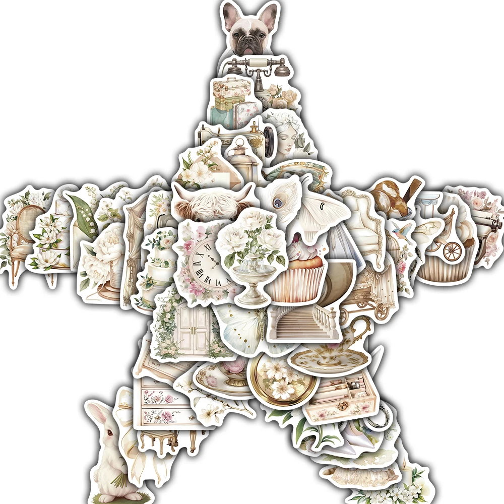 50/100PCS Weiße Kunst Retro Aufkleber Harajuku Gepäck Koffer Scrapbooking Laptop Telefon Harajuku Gemälde Skateboard Aufkleber ﻿ Image