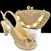 Gold spitze Zehen High Heels für Frauen gemischte Strass Pumps italienische Schuhe und Taschen passend Set für elegante Party 38-43