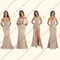 Long Elegant Light Champagne Mermaid Bridesmaid Dresses Wedding Guest Party Dresses Customized vestido de madrinha de casamento