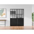Porta scorrevole doppia atelier con sistema a incasso 2 x H205 x L73 cm Nero e Vetro temperato - ARTISTO II