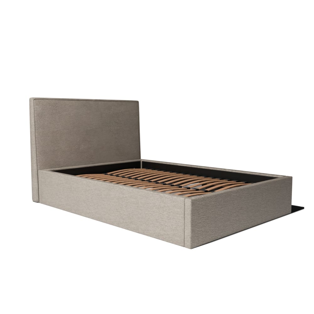 Lit coffre et tissu chiné beige 180x200 cm