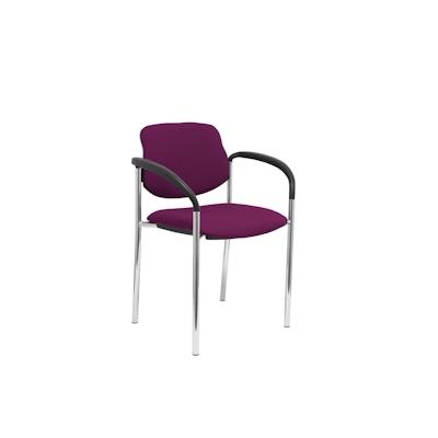 Piqueras y crespo Villalgordo Confidential Stuhl mit 4 Beinen und Chromstruktur mit violetten BALI-Stoffarmen Image