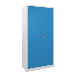 Proregal Flügeltürschrank Owl mit 4 Fachboden | HxBxT 195x95x60cm | Lichtgrau/Lichtblau Image