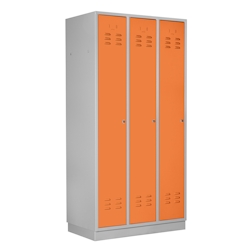 PROREGAL Garderobenschrank Ermine mit 3 Türen | HxBxT 178x89x50cm | Lichtgrau/Orange | Spind, Aufbewahrungsspind, Arbeitsschrank Image