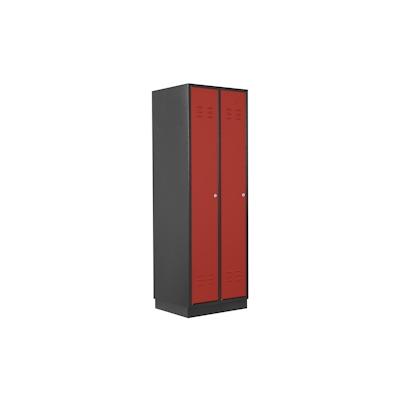 PROREGAL Garderobenschrank Ermine mit 2 Türen | HxBxT 178x60x50cm | Anthrazitgrau/Feuerrot | Spind, Aufbewahrungsspind, Arbeitsschrank Image