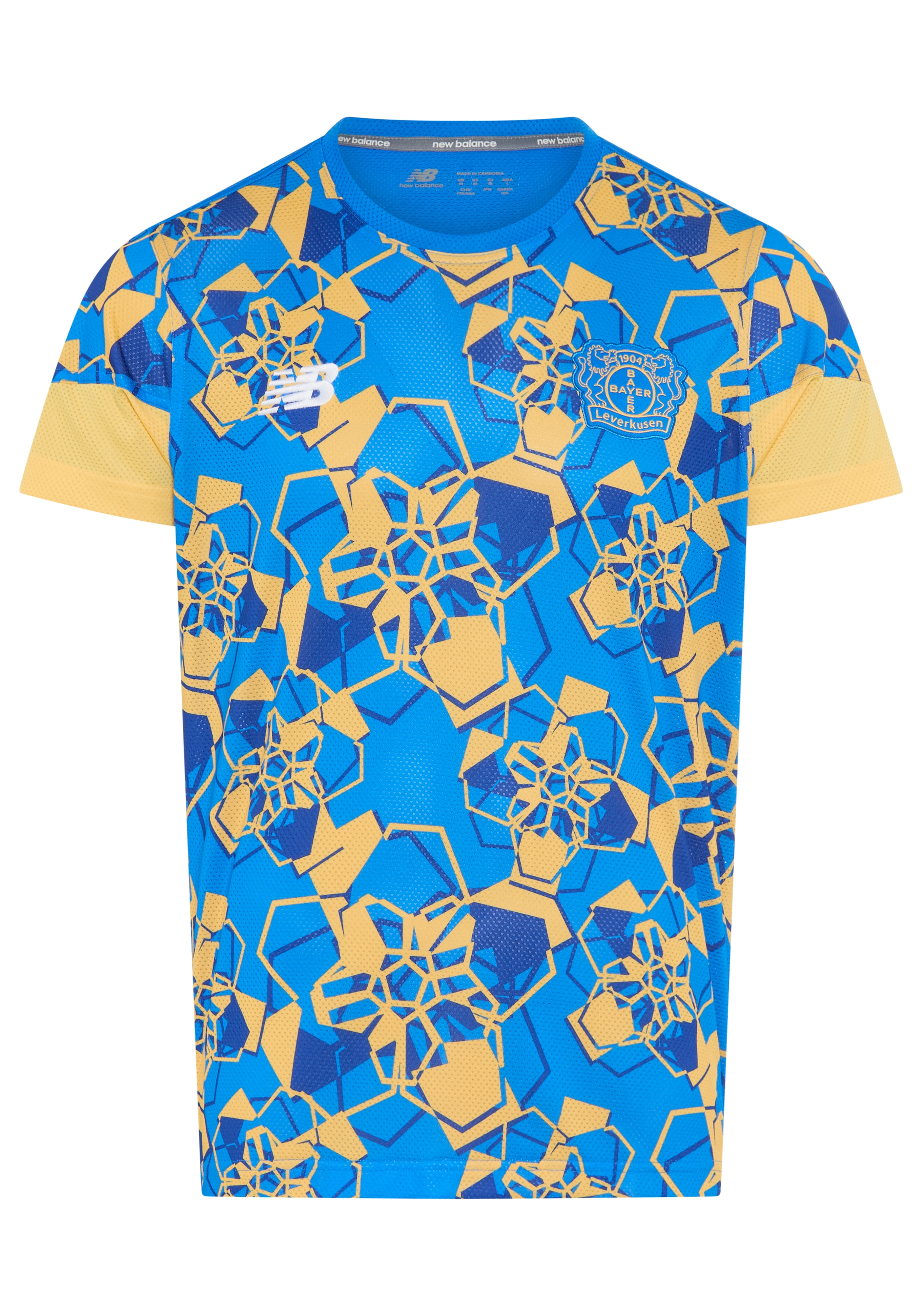 Trainingsshirt NEW BALANCE "BAYER 04 LEVERKUSEN MATCH JERSEY", Herren, Gr. XXL, blau (blau oasis), Obermaterial: 100% Polyester, Shirts