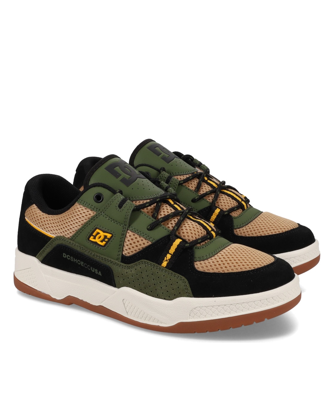 Sneaker DC SHOES "Construct", Herren, Gr. 10 (43), grün (braun, olive), 54.6% Leder, 20.9% Synthetikmaterial, 25.5% Polyester, Schuhe Sneaker