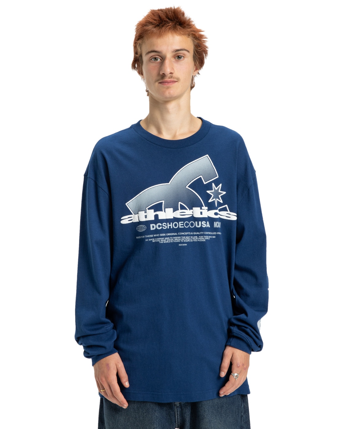 Langarmshirt DC SHOES "Slathletic Hls", Herren, Gr. S, blau (estate blau), 75% Baumwolle, 25% Baumwolle, Shirts Langarmshirt