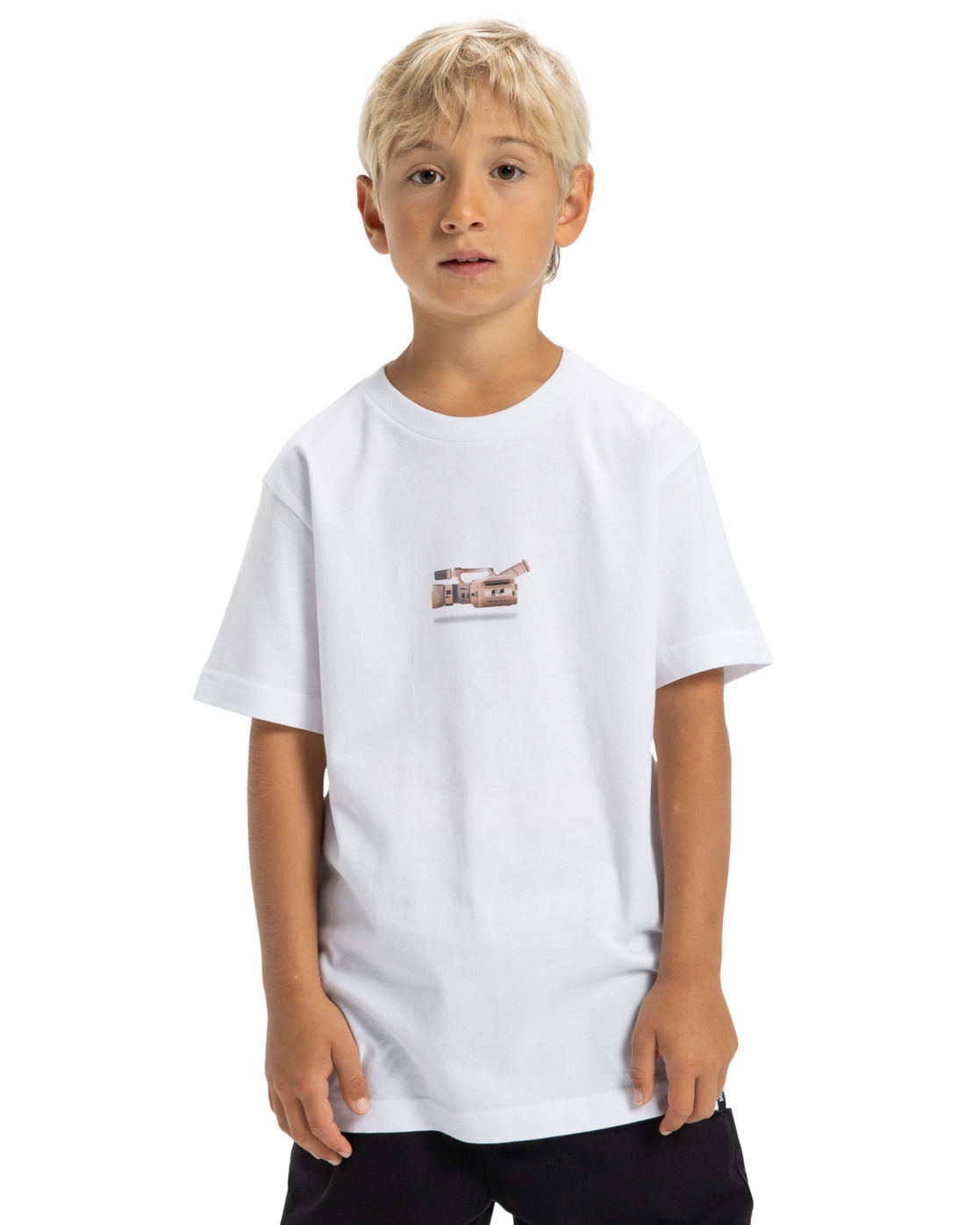 T-Shirt DC SHOES "DC Handy Cam", Jungen, Gr. 14(155-164cm), weiß, 75% Baumwolle, 25% Baumwolle, Shirts T-Shirt