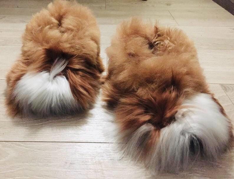 Pantoufles en fourrure d'alpaga - Pantoufles en alpaga du Pérou - Pantoufles unisexes - Pantoufles en fourrure - Pantoufles d'hiver - Cadeau pour tout