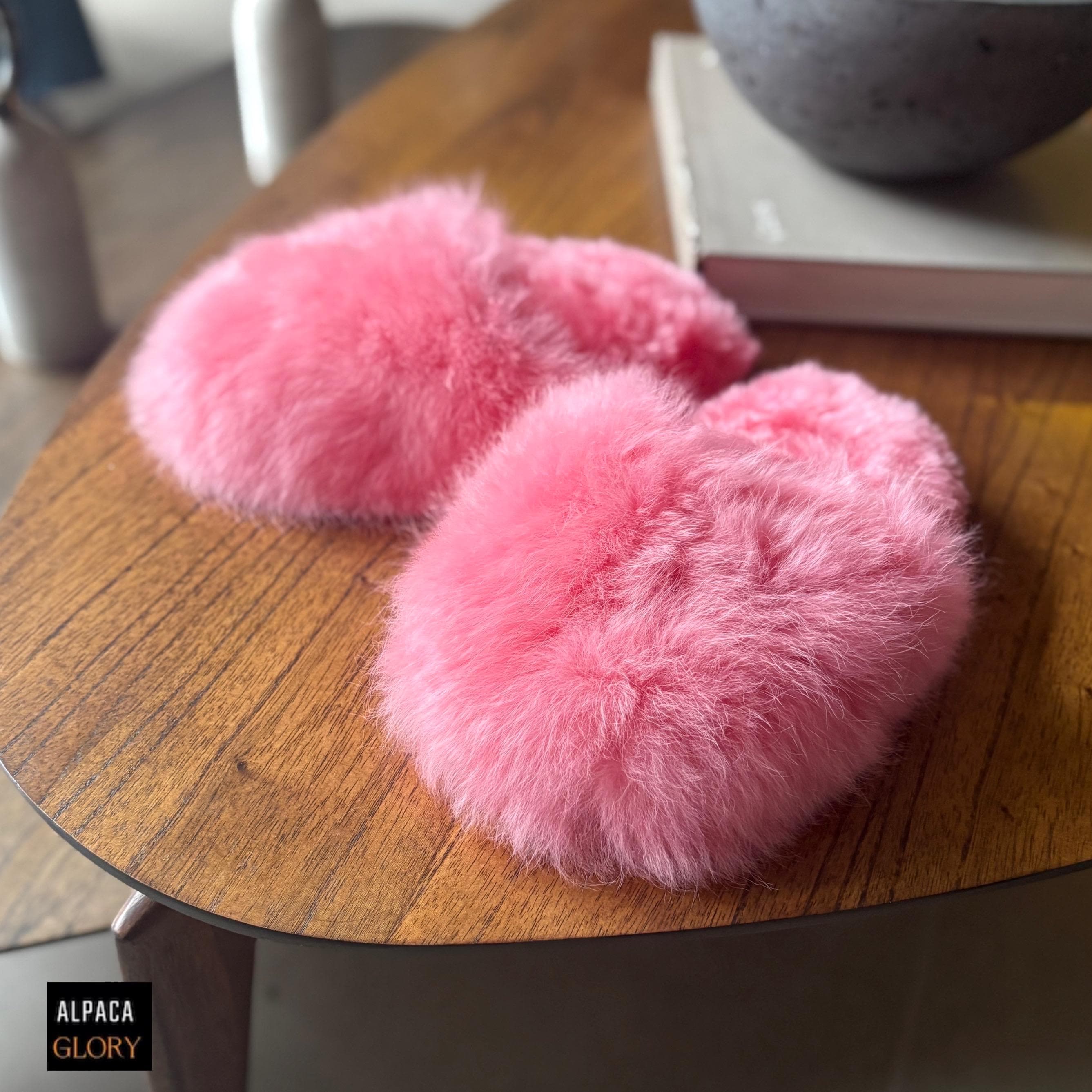 Pantoufles en fourrure d'alpaga - Pantoufles en alpaga du Pérou - Pantoufles unisexes - Pantoufles en fourrure - Pantoufles d'hiver - Cadeau pour tout