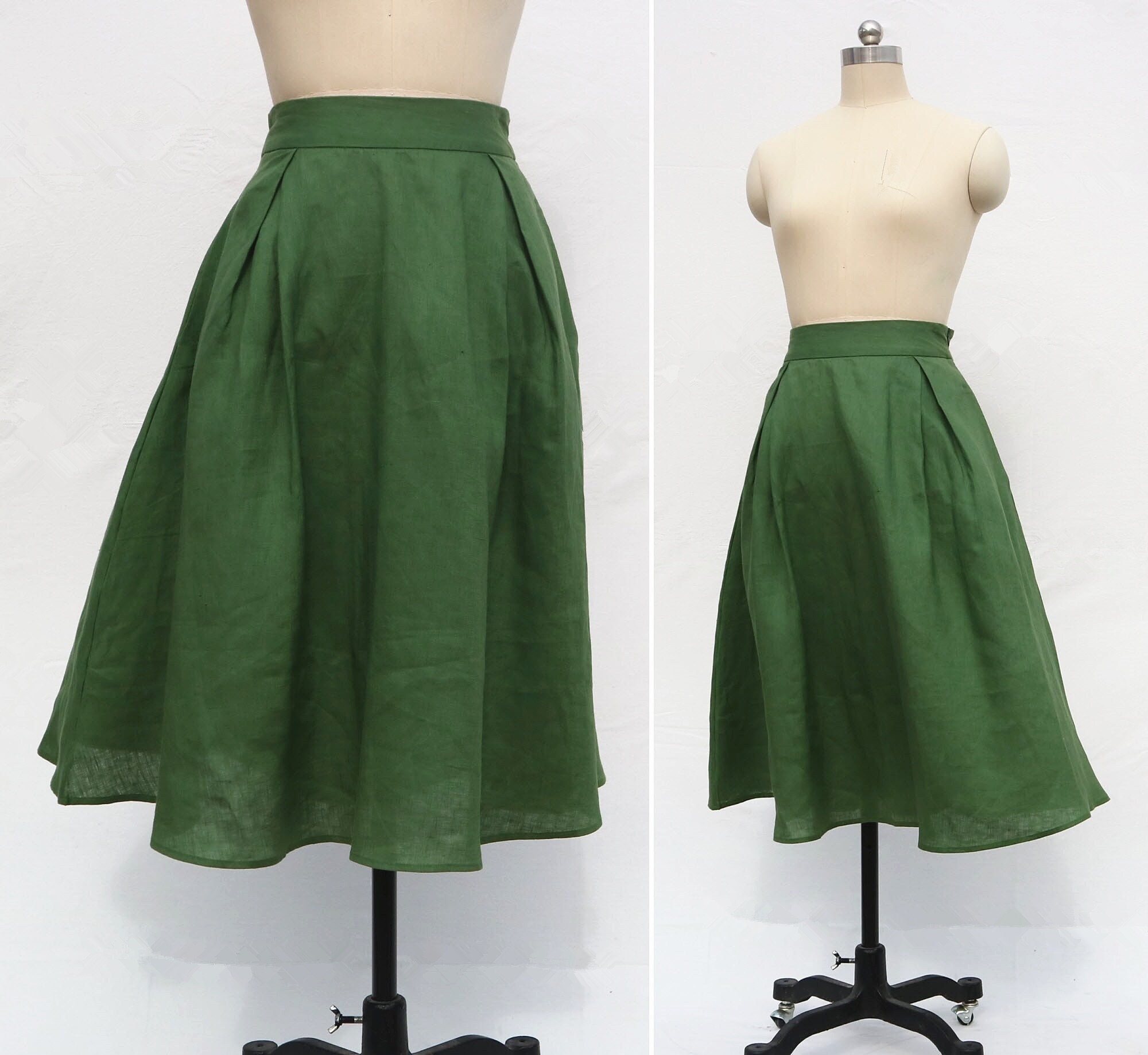 jupe midi verte jupe femme jupe décontractée et confortable jupe d'été jupes plissées pour femme cadeau