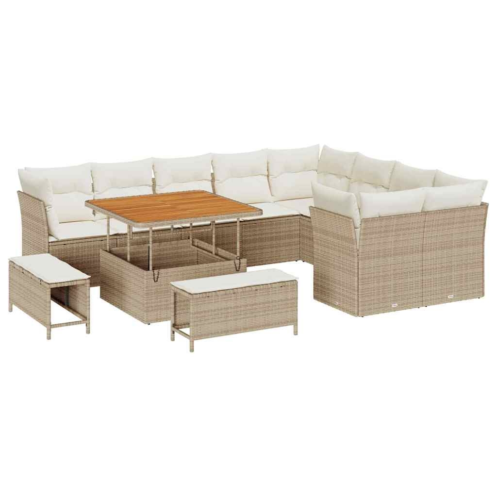 vidaXL Garten-Sofa-Set 12 pcs Beige Poly-Rattan Image