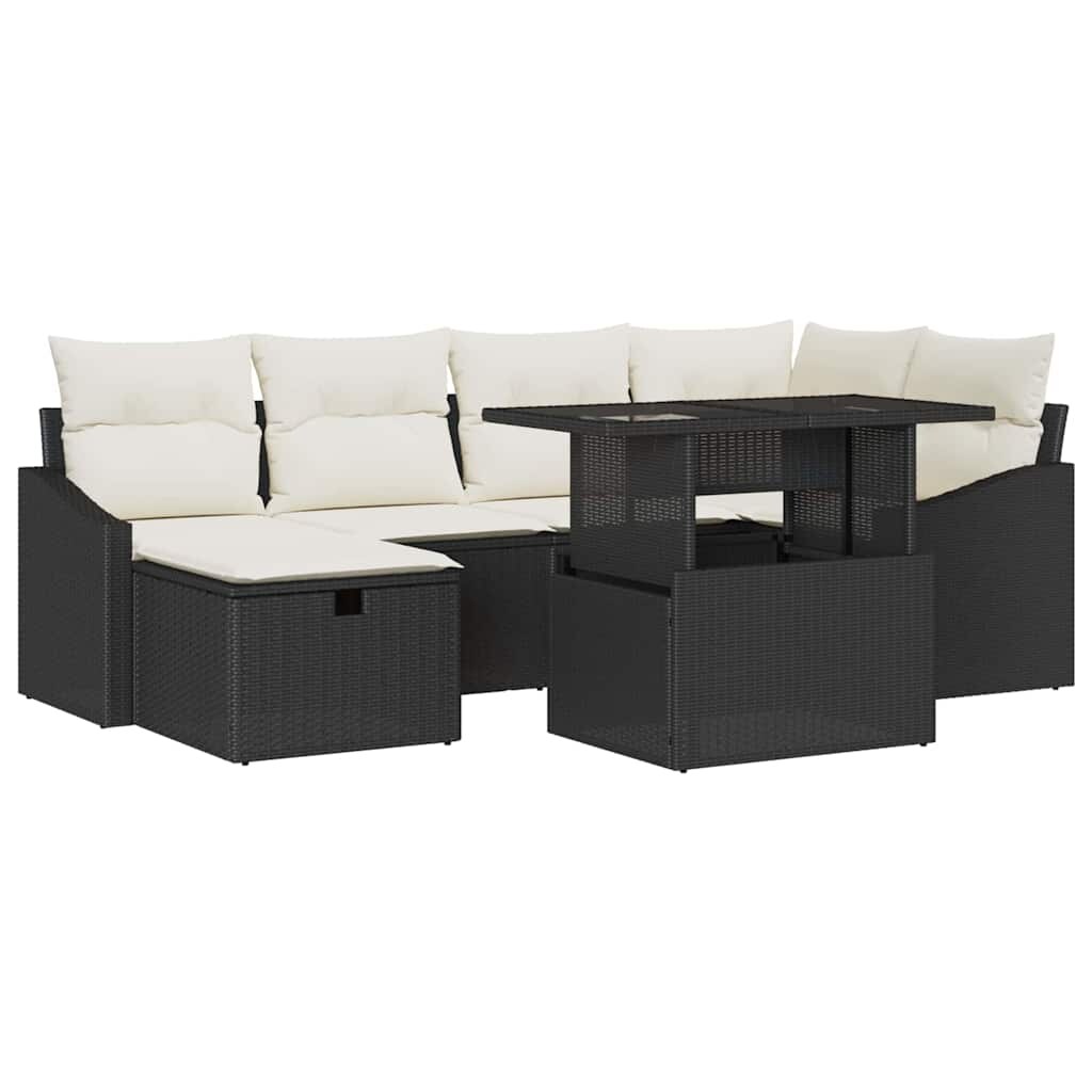 vidaXL Garten-Sofa-Set 7 pcs Schwarz Poly-Rattan Image