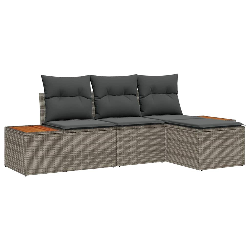 vidaXL Garten-Sofa-Set 4 pcs Grau 184 x 62 x 85 cm Poly Rattan Image