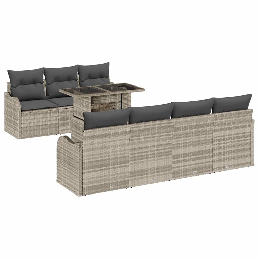 vidaXL Garten-Sofa-Set 8 pcs Hellgrau 100 x 55 x 73 cm Poly Rattan Image