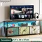 Meuble TV Lazyspace avec éclairage LED, commode en tissu imprimé Vintage, meuble de salon 137x30x57cm