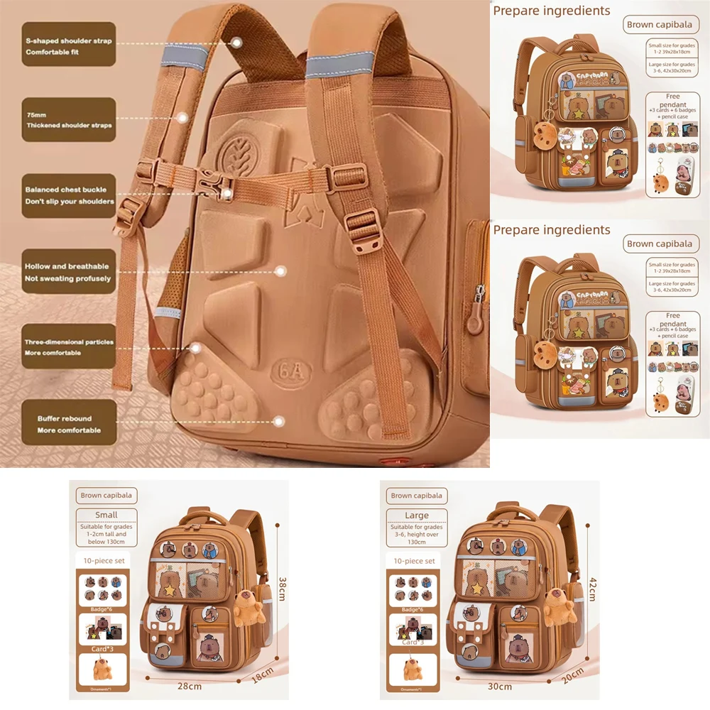 Capybara enfants sacs d'école pour garçons filles enfants sac à dos primaire orthopédique école sac à dos cartable étanche livre sac