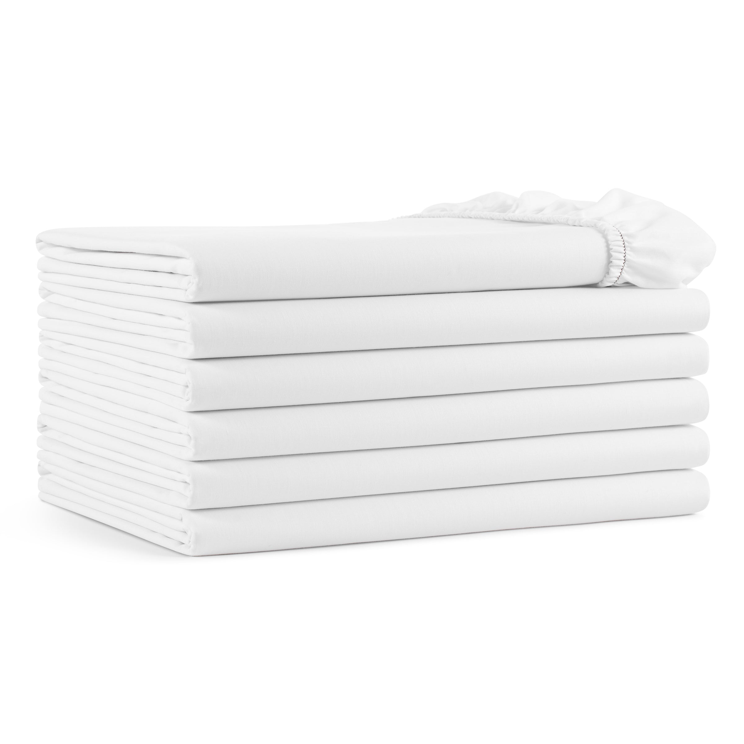 Arkwright Home Lulworth T180 Fitted Sheet Queen White (6/Pack) (P-T180-608012-6PK)