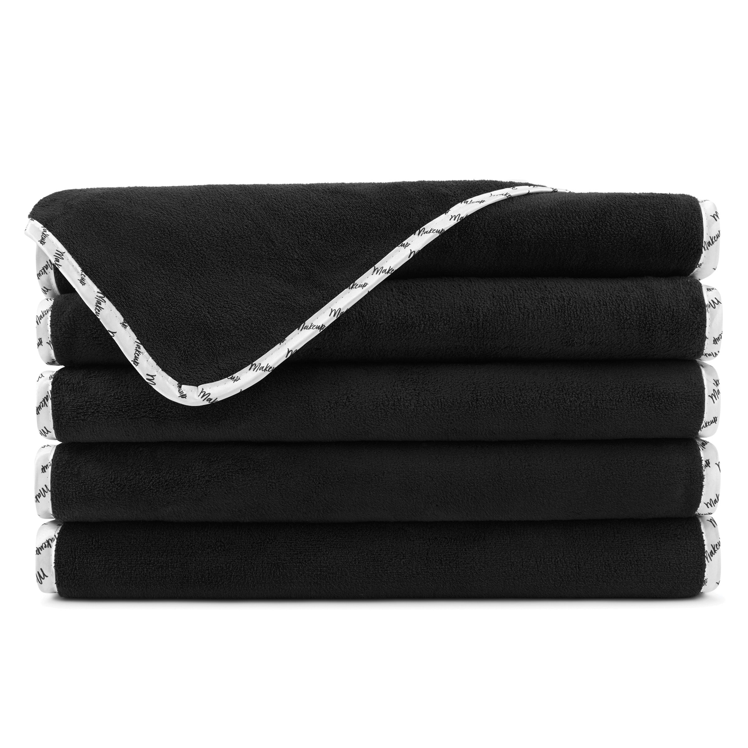 Arkwright Home Bck2U Coral Fleece Makeup Towel (11x17) PIPING - Black (6/Pack) (P-MUFT-PIPING-BLK)